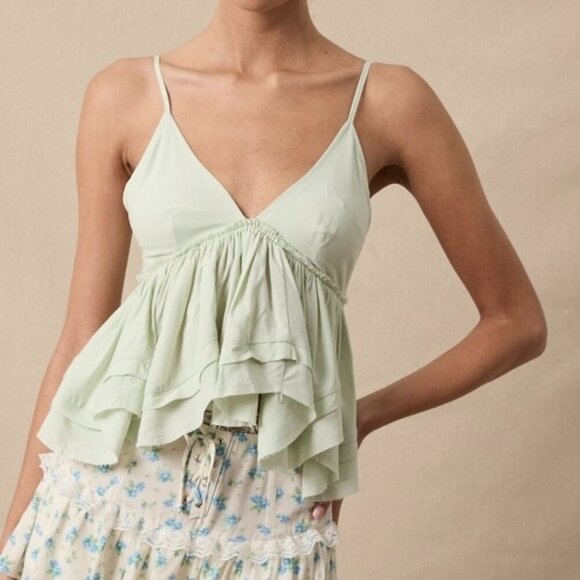 1 LEFT!! ALWAYS FIRST GREEN RUFFLE TANK TOP - Picture 1 of 2
